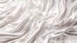 © 9m124f0 - Soft and smooth white silk satin background. Highly detailed and wavy crumpled bed sheet texture. AI-Generated
