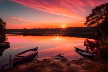 sunset over the river