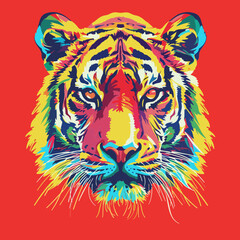  Colorful Tiger Head Poster Art, eye-catching element , Svg Clipart