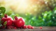 Fresh ripe pomegranate healthy bio fruit food gardening