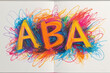 Bright abbreviation ABBA in chaotic crayon drawing style made by scribbles