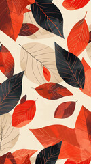 Wall Mural - autumn leaf wallpaper art, vector art , leaves pattern