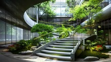 Curved Stairs And Greenery All Around