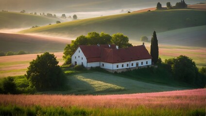 Wall Mural - fields in moravian czech republic with beautiful light in the morning