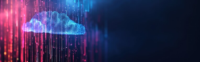 Poster - Cloud computing concept. illustration of cloud computing with binary code. Banner.