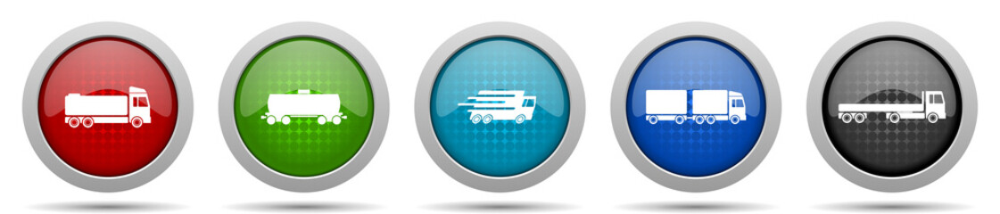 Aufkleber - Transport icons, miscellaneous buttons such as truck, cistern, wagon and delivery, circle glossy web icon collection