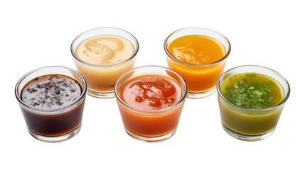 Wall Mural - Glass of Various Sauces isolated on transparent background Remove png, Clipping Path, pen tool