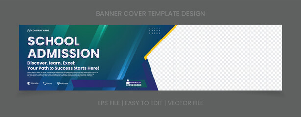 Wall Mural - Admission cover banner template design with image space