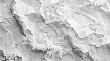 Poster - close-up view of a crumpled white paper texture, providing an abstract background that conveys complexity and depth.