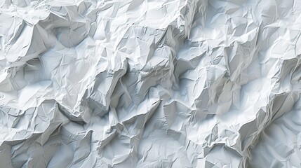 Poster - close-up view of a crumpled white paper texture, providing an abstract background that conveys complexity and depth.