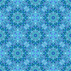 Poster - Geometric garden mandala ornament pattern background - abstract bohemian seamless floral vector art illustration