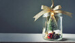 merry christmas and happy new year concept close up elegant christmas tree in glass jar decoration