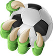 A soccer football claw sports illustration of an eagle or animal monster hand holding ball