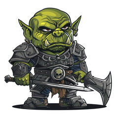 Wall Mural - Savage Orc Creature Character Design for T-Shirt