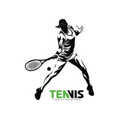 Poster - Female tennis player silhouette vector illustration design