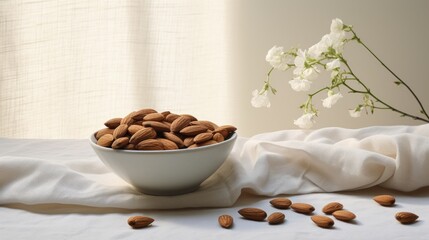 Wall Mural - Almonds in bowl. Generative AI