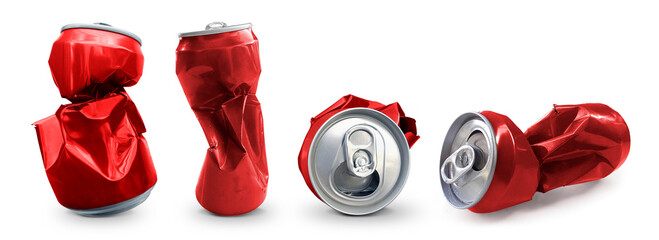 Compressed cans, transparent background