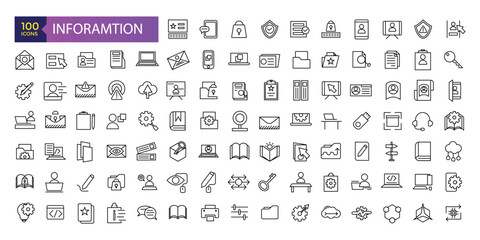 Poster - Inforamtion line icons related to data exchange, traffic, files, cloud, server. Outline Icons For Web and Mobile.