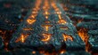 Close-up of magical runes glowing on an ancient stone tablet