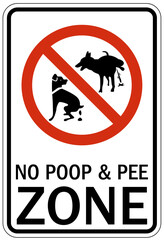 Wall Mural - No dog poop warning sign no poop and pee zone