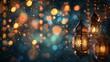 Elegant eid and ramadan lantern wallpaper banner background