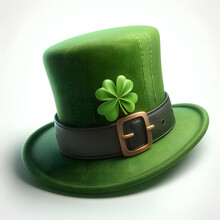 Leprechaun Hat , St. Patrick’s Day, Isolated On A  White Background, Irish Topper Hat, Celebrating Patrick's Day