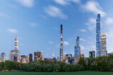 Fototapeta Tulipany - Manhattan skyscrapers and Central Park sunset