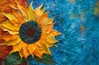 a yellow and blue sunflower quilt