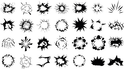 explosive effect, dynamic explosion, energy filled vector silhouette. perfect for comics, animations
