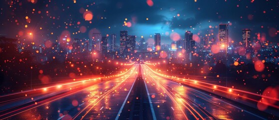 Poster - The concept of smart cities and abstract polygon patterns connected by speed lines, in accordance with big data connectivity technology.