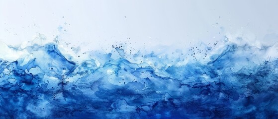 Aufkleber - An isolated watercolor background design with blue brush strokes