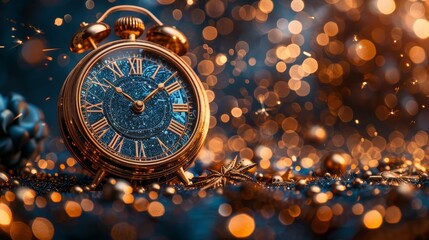 Wall Mural - Happy New Year 2021 - Abstract Background - Clock And Fireworks