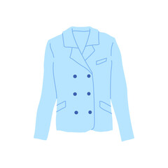 Poster - Cartoon Clothes Male Blue Blazer Concept Flat Design Style Isolated on a White Background. Vector illustration