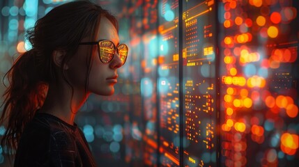 Leinwandbilder - Computing, analyzing, and visualizing complex data sets with computer technology. Data mining, machine learning, artificial intelligence, and business analytics.