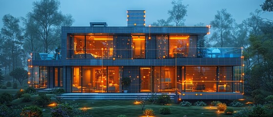 Aufkleber - A smart home system is developed. Internet of things. The design of digital infrastructure of the house is created, the scripts for the smart devices are scripted. A phone application controls IOT