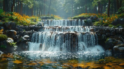 Aufkleber - Forest waterfalls