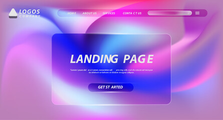Wall Mural - Realistic glass effect background website and landing page template design