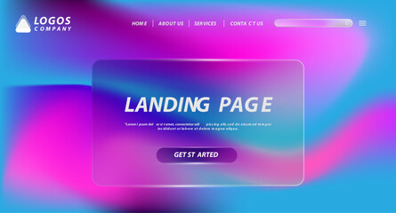 Wall Mural - Realistic glass effect background website and landing page template design