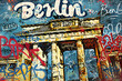 graffiti on the wall with Berlin and Brandenburger Tor