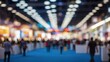 Abstract blur people in trade show expo background, business and industrial concept