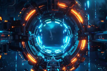 glowing spiral a futuristic space station generative ai