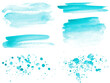 blue watercolor splashes and brush strokes