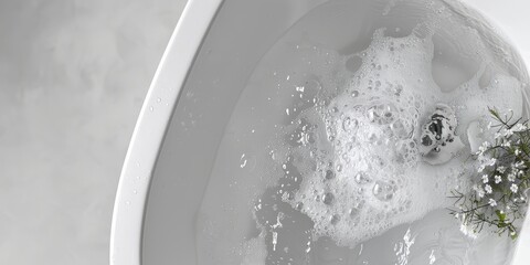 Wall Mural - a top view photo of a editorial shot of a soapy water, pure, clean, beautiful studio lighting, scandinavian