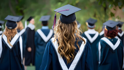 shot of graduation hats during commencement success graduates of the university, Concept education congratulation.