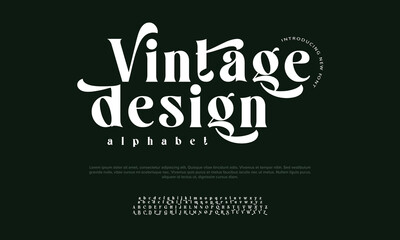Wall Mural - Vintage premium luxury elegant alphabet letters and numbers. Elegant wedding typography classic serif font decorative vintage retro. Creative vector illustration
