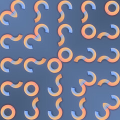 Aufkleber - Abstract digital illustration in a blue-orange color scheme with a pattern of circles. 3d rendering