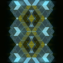 Poster - Digital illustration with a pattern of colorful geometric shapes. 3d rendering