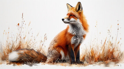 fox animal watercolor