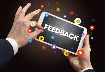 Poster - Close-up of a touchscreen, social media concept