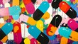 pattern with colorful pils capsule abstract background drugs painting medic art